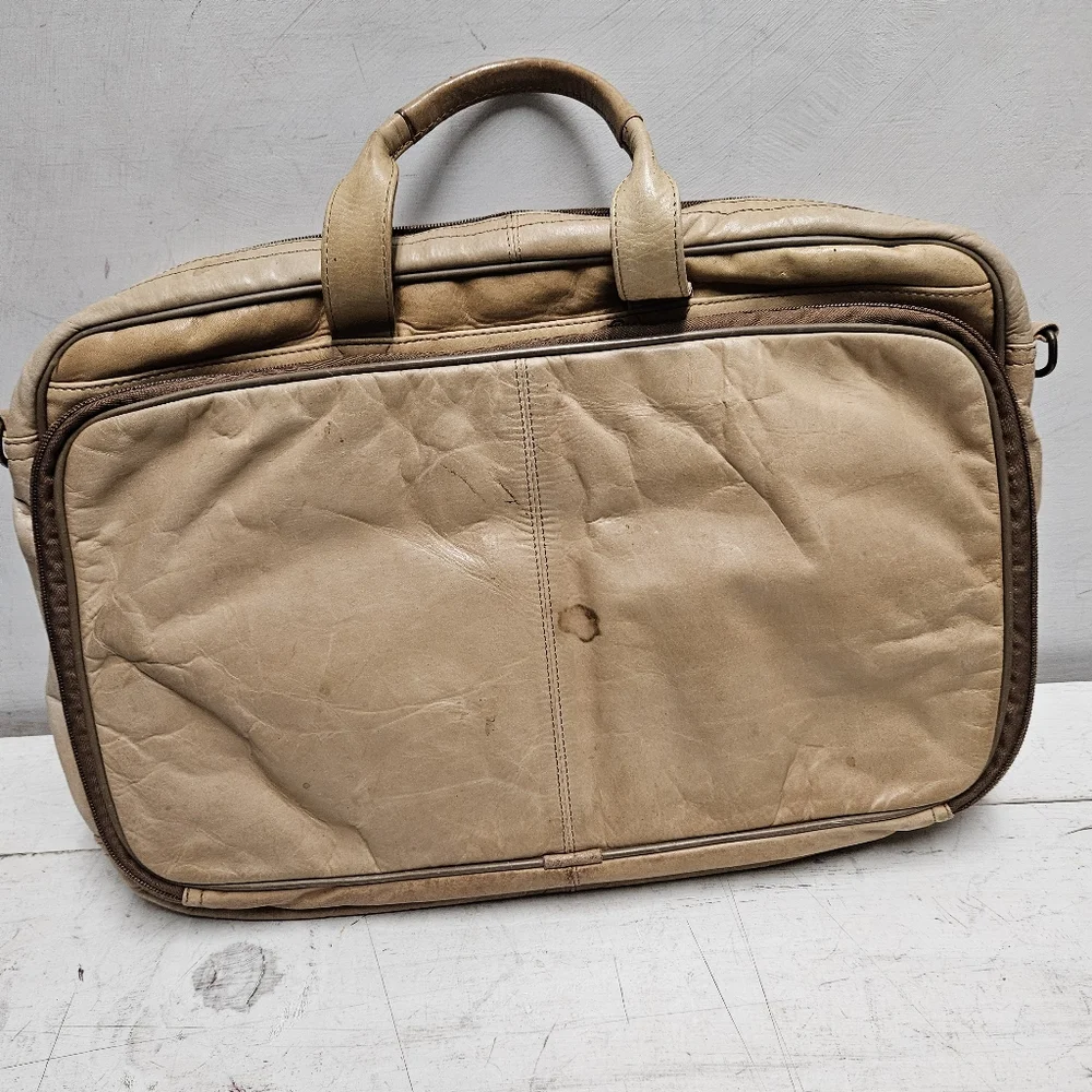 Heritage tan full grain leather portfolio laptop bag style 12001